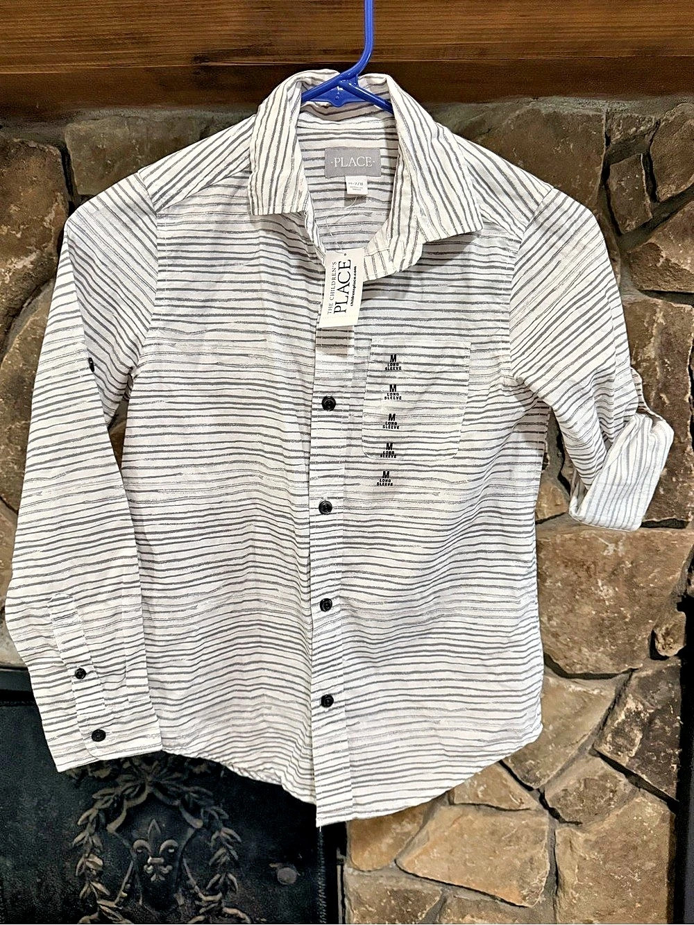 The Children's Place Boys Striped Button Down Shirt Size M (7/8) NWT